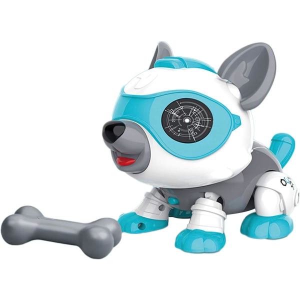 Robot Hundeleke, Barns Smart, Elektronisk kjæledyr Valp med bein, Spising, Gjesping, Musikk Flere funksjonsmoduser, Stemmesensor, Berøringssensor,  (Blå)