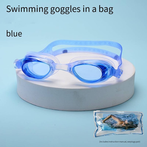 Vattentäta simglasögon Unisex Simglasögon Platta glasögon Justerbara Black(bagged swimming goggle)