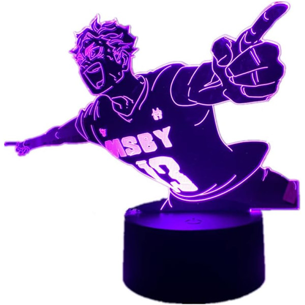 Anime 3D Illusionslampe Miya Atsumu LED Nattelys RGB 16 Farger Romdekor Bordlampe med Fjernkontroll