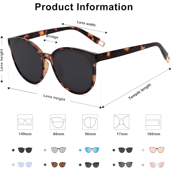 Oversized runde solbriller til kvinder og mænd Amber Tortoise Grey