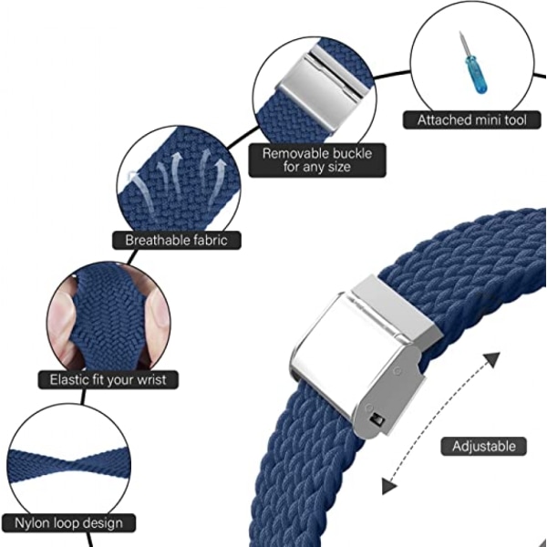 Til flettet løkke til Apple Watch-rem 42mm 44mm 45mm  Kvinder/Mænd, Solace Elastics Stretch Nylon Sport Rem armbånd til iWatch-remme serie 7 6 5 4