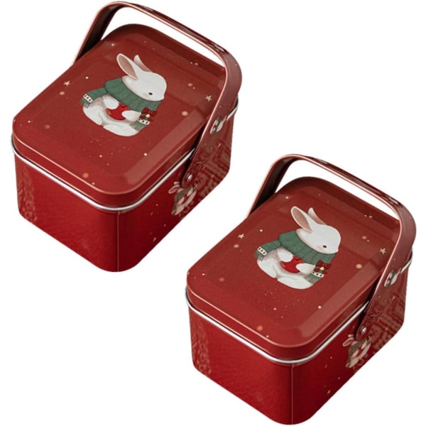 WJ-lådor 2st påse plåtlåda Chokladkakor Tårtabehållare Metall Påskfest gynnar kaningodislåda Påskkakaburkar