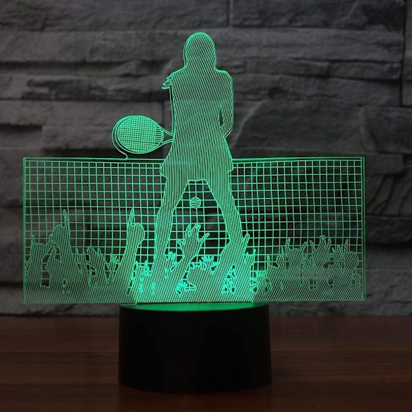 3D Tennis Fjernbetjening 16 Farve Natlys Illusion Akryl LED Bord Sengelampe Børneværelse Skrivebords Dekoration Fødselsdagsgaver Legetøj til Børn