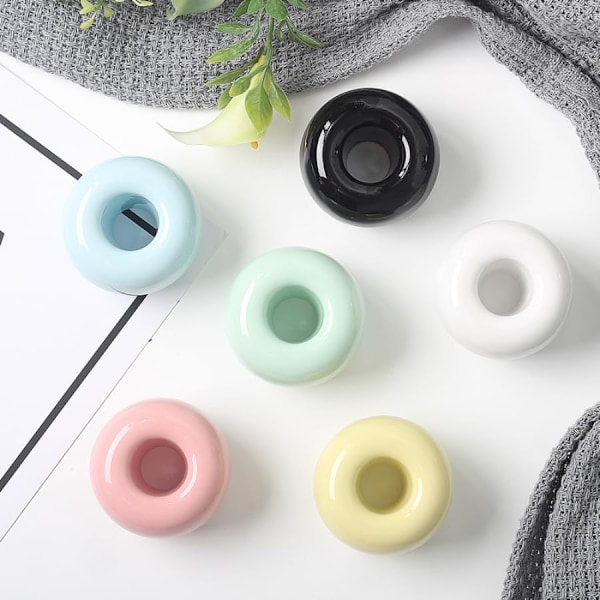 Mini Keramisk Tandbørsteholder Stativ til Badeværelse Forfængelighed Bordplade, Håndlavet Par Tandbørste Hovedholder, Barbermaskineholder og Kontor Penneholder, B Black white