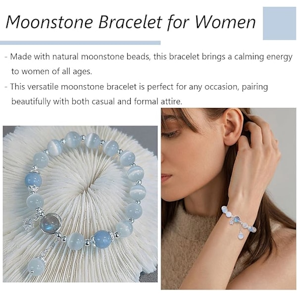 Månesteinsarmbånd Gløder i Mørket Armbånd Månesteins Smykker til Kvinder Krystal Armbånd Gløder i Mørket Smykker til Kvinder Trendy Gaver