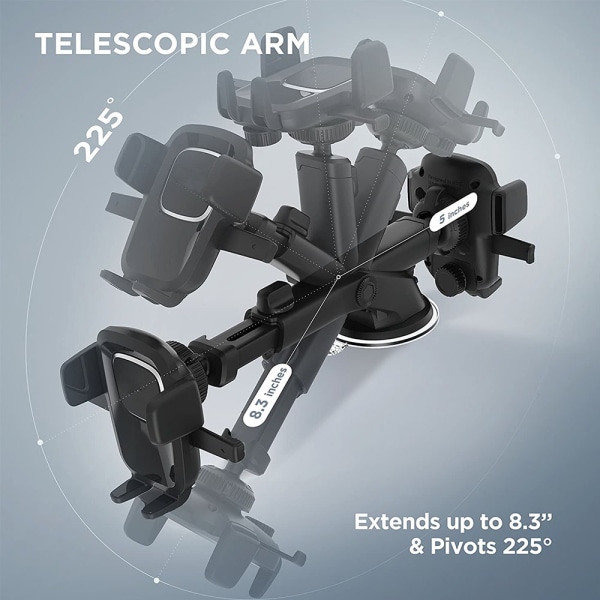 Nemt One Touch 5 instrumentbræt og forrude Universal bilmontering telefonholder bordstativ til iPhone, Samsung, Moto, Huawei, Nokia, LG, smartphones