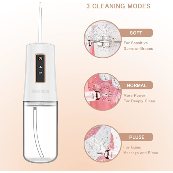Vattentråd-Tandrengörare, Uppladdningsbar - Vattentät, Bärbar Sladdlös Tandoral Irrigator, Vattentrådar för Tänder, 3 Lägen 4 Munstycken, för H