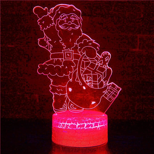 3D Julemand Natlys Bordsklampe Optisk Illusion Lamper 16 Farveskiftende Lys LED Bordlampe Jul Hjem Kærlighed Fødselsdag Børn Legetøj Gave