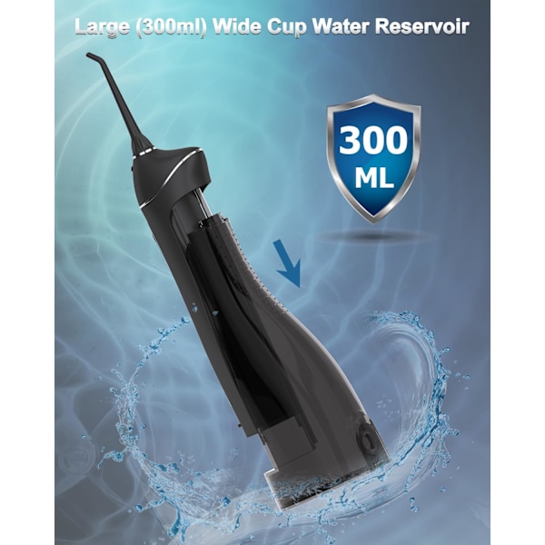 Vandtråd Tandtråd Tandstikker - Bærbar Trådløs Oral Irrigator 300ML Genopladelig 4Modes Rejse Irrigation Cleaner IPX7 Vandtæt Elektrisk Vand