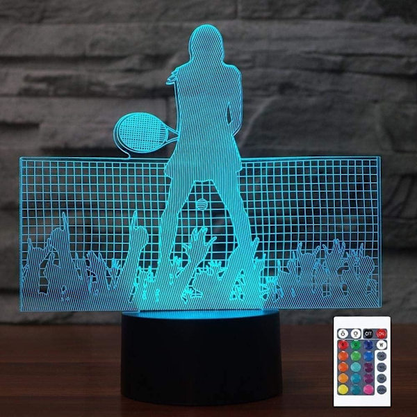 3D Tennis Fjernbetjening 16 Farve Natlys Illusion Akryl LED Bord Sengelampe Børneværelse Skrivebords Dekoration Fødselsdagsgaver Legetøj til Børn