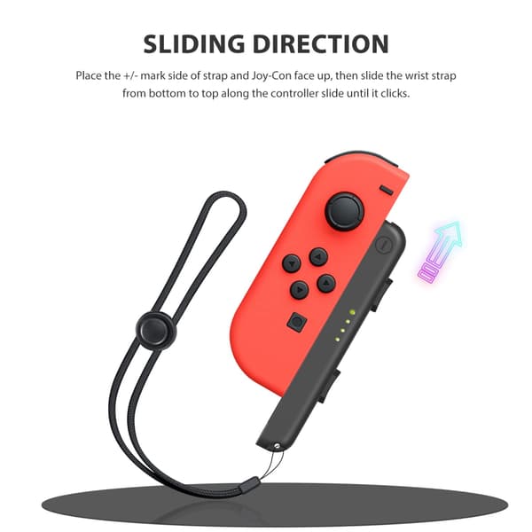 Kompatibel med Switch Joycon, en erstatning for Switch 2-delt Joycon-rem, med justerbar stramhed (sort)