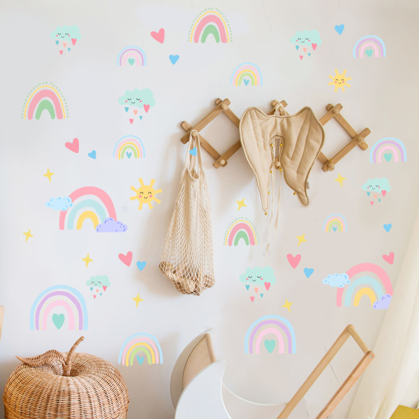 Värikkäät sateenkaaren seinätarrat, sateenkaaren seinätarrat, irrotettavat DIY-taide seinäkoristeet tyttöjen makuuhuoneeseen, lastentarhaan, kodin sisustukseen