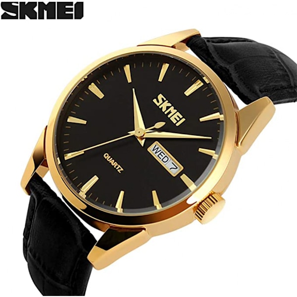 Herrklocka Business Dress Klassisk Mode Casual Läder Quartz Analog Vattentät Kalender Datum Lampa Enkel Klocka Pappa Fars Dag Present
