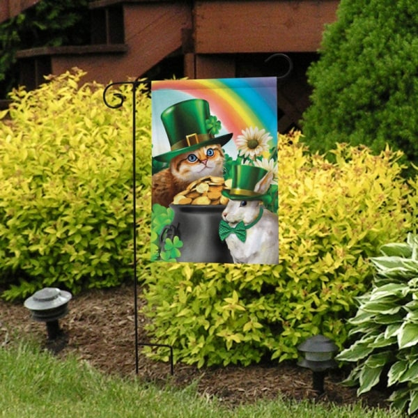 SAYTAY St. Pat's Cats St. Patrick's Day Garden Flag Pot of Gold Bunny 12,5" x 18"
