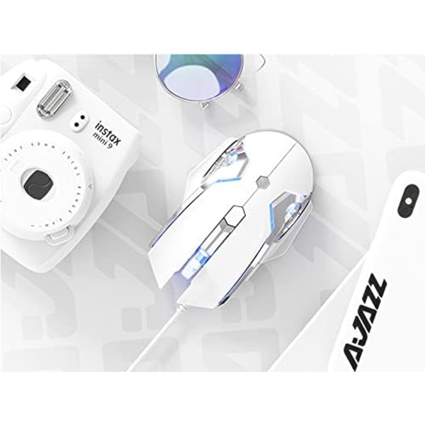 AJ120 Trådbunden Spelmus, Ergonomisk LED-Bakgrundsbelyst USB-Spelmus Dator Bärbar PC, för Windows Mac Linux OS, Vit