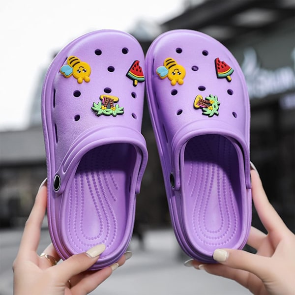 Dames Have Sko Sommer Letvægts Træsko Sandaler Skridsikre Slides Brusebad Tøfler Indendørs Udendørs Purple 9inch 8