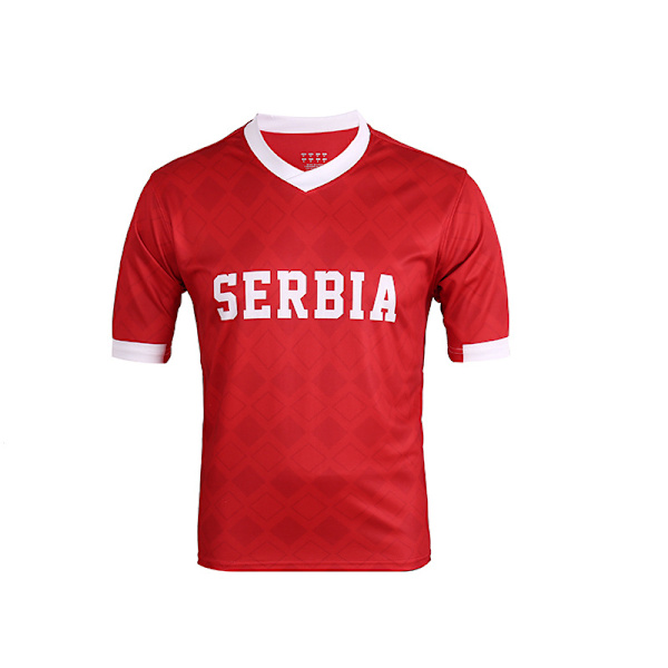 Sports Serbia fotbollströja – Jersey Style kortärmad sportlandslag grafisk sport-T-shirt, L
