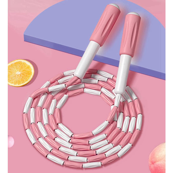 Hoppetov for børn - blødt perlehyppetov - justerbar længde - tangle-free basis hoppetov til fitness - skoletræningsudstyr til børn, kvinder, mænd Pink