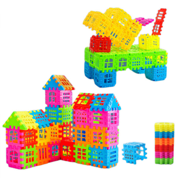 Vohvelipalat taaperoille ja lapsille, 20 kpl Jumbo Toy Rakennussarjat – STEM-rakennuslelut säilytysastialla