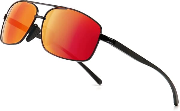 Ultralätta rektangulära polariserade solglasögon UV400-skydd Black Frame Red
