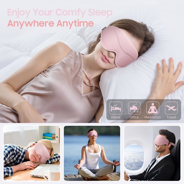 Sovmask, Premium Ögonmask för Sömn, Totalt Mörkläggande, Supermjuk Komfort, Justerbar Passform, Uppgraderad 3D Ergonomisk Design Sleepi