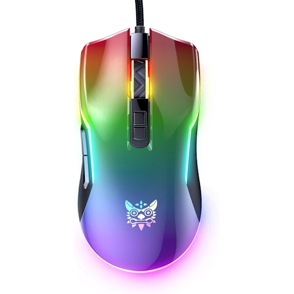 Trådløs Spillmus, RGB Spillmus, 12800 DPI Programmerbar Ergonomisk PC Spillmus med Kule Lyseffekter 7 Knapper