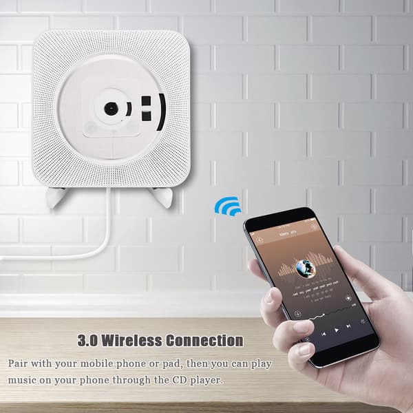 Bærbar veggmontert Bluetooth stereo fjernkontroll CD MP3-spiller