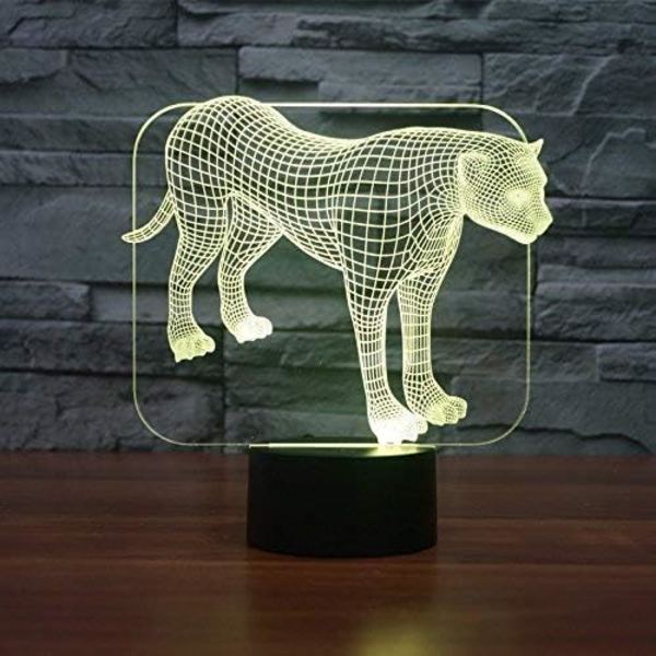 3D Leopardskelett Handskar Fjärrkontroll 16 Färger Nattlampor Illusion Akryl LED Bord Sängbordlampa Barn Sovrum Skrivbordsdekoration Födelsedagspresenter Leksak