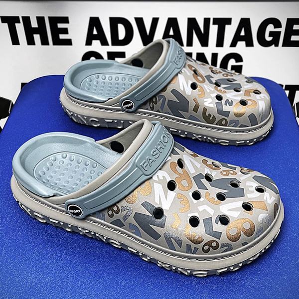 Herre og dame haveclogs, sommersandaler, lette, skridsikre vandresko, unisex voksenclogs til pool, strand, have, køkken og bad Grey 9inch 9 Women/8 Men