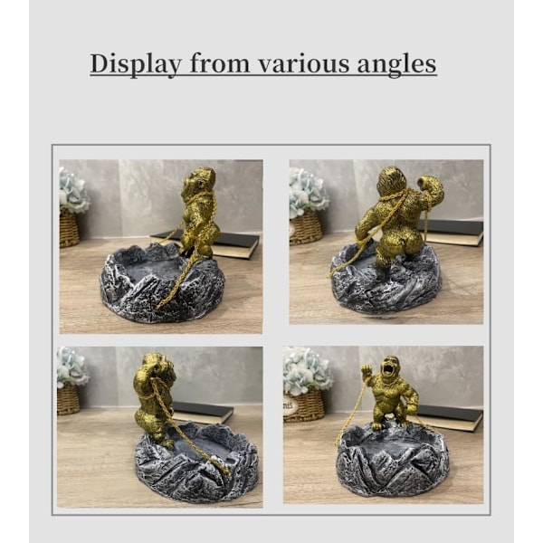 Gorilla Figur Kontorindretning, Cool Skulptur og Slikskål, Sjove Gaver til Sofabord Indretning、Hylde Indretning、Stue Indretning, Stil-