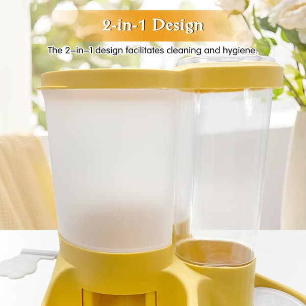 Gravity Kattefoder Sæt, Automatisk Kæledyrsfoderautomat og Vanddispenser 2 i 1 Gravity Kæledyrsfoder Sæt Auto Kæledyrsfoder Replenishes Self Feeding Statio Yellow Cat Feeder Set