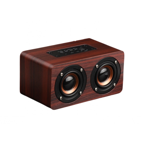 10W Bluetooth högtalare med Super Bass, Loud Wood Home Audio trådlösa högtalare med subwoofer (röd)