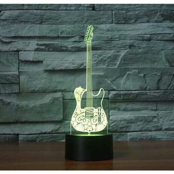 3D Gitarr Fjärrkontroll 16 Färger Nattlampor Illusion Akryl LED Bord Sängbordlampa Barn Sovrum Skrivbordsdekoration Födelsedagspresenter Leksak för Barn