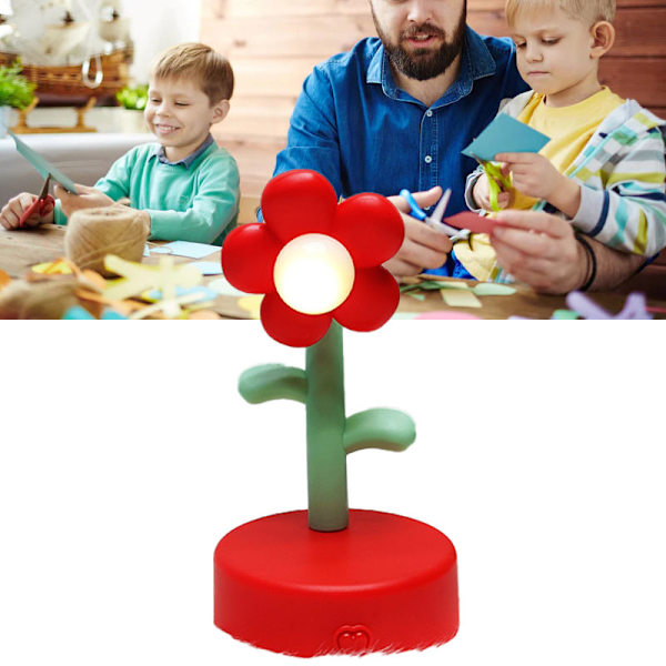 Sød blomst nattelys bærbar bordlampe dekorativ til kontor sovesal indretning Red