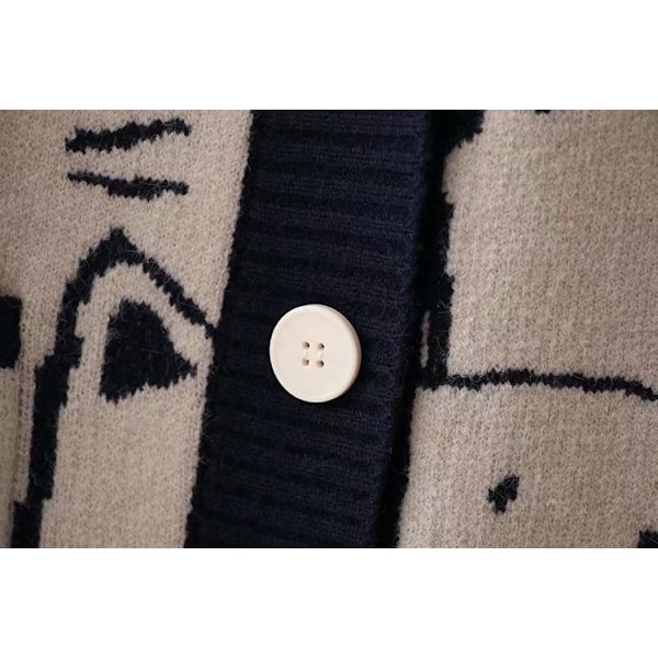 Naisten pitkähihainen löysä neulottu kaapeli avoin etuosa nappi alas Cardigan-neuletakki ulkovaatteet taskuilla