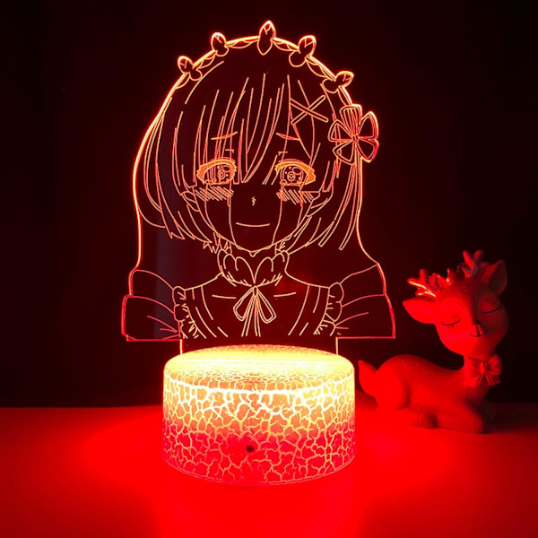 3D Lampe Anime Re Zero Starting Life World Natlampe til Soveværelsesindretning Fødselsdagsgave Re Zero Led Natlys