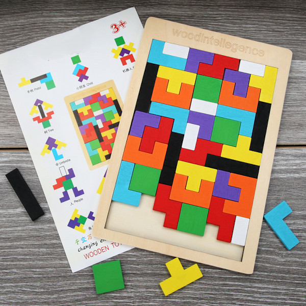 Træ Tetris Variation Blokke Intellektuelle Byggeklodser Puslespil