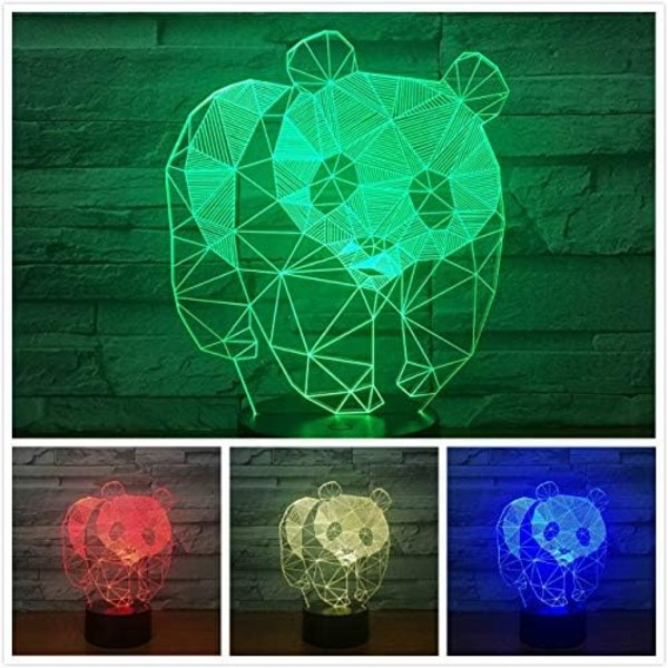3D Panda nattlys Dyr Bordskrive Optisk Illusjon Lamper 7 Farge Skiftende Lys LED Bordlampe Jul Hjem Kjærlighet Bursdag Barn Barn Dekor Leke G