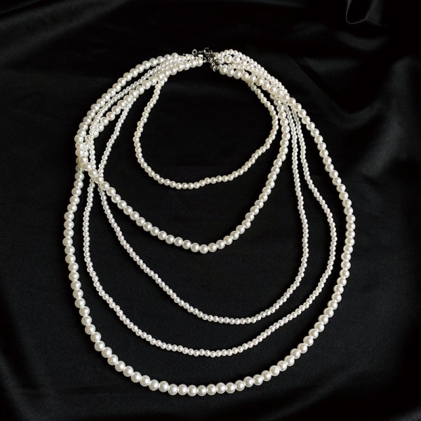 5 stycken klaff Långa konstgjorda pärlor Pärlor Halsband 1920-talet konstgjorda pärlor Halsband Kostymtillbehör