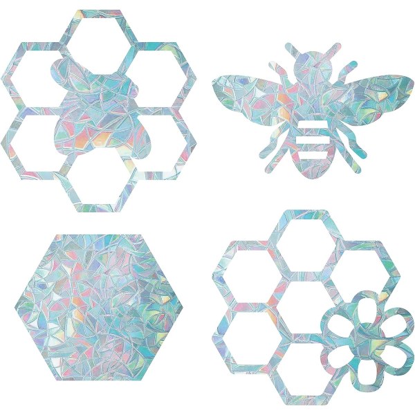 16 stk. Bi Vinduesklistermærker Honningkage Statisk Dekal Anti-kollision Hexagon Glas Klistermærker Ikke-klæbende Vinyl Film Hjemmedekorationer til Skydedøre Vindue