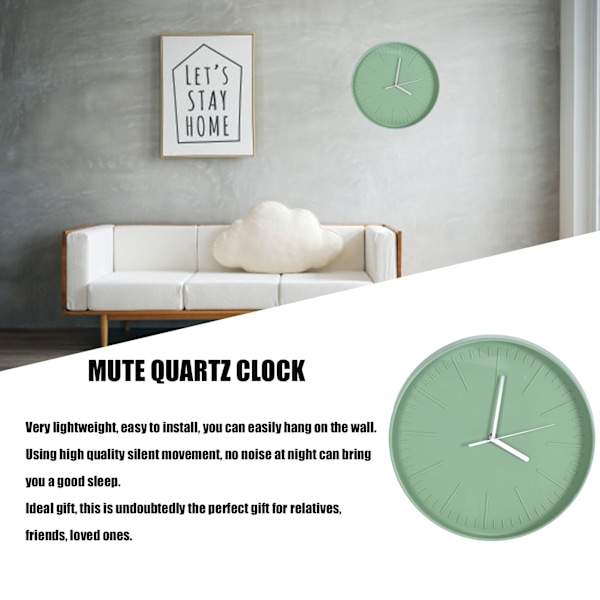 Mute Quartz Clock Watch Minimalistisk Modern Plast Väggklocka för Vardagsrum Sovrum Grey