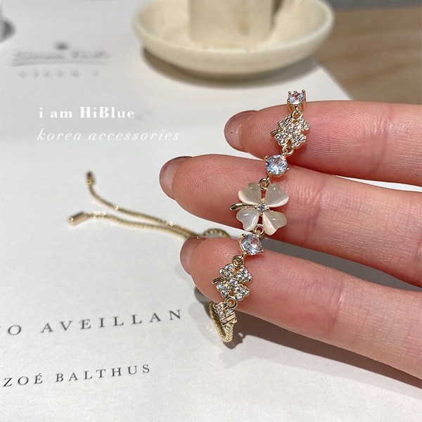 Fødselssten Kæde Link Armbånd til Kvinder Pige Heldig Firkløver Ædelsten Fint Smykke Lykke Shamrock Fødselsdagsgave