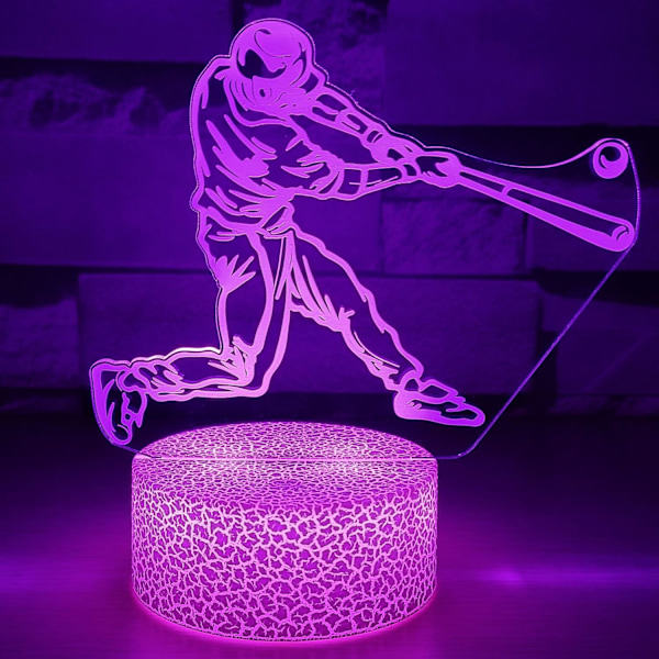 7 Farver 3D Illusion Lys Lampe Automatisk Gradvist Skiftende 3D Natlys | Hjem Værelse Dekoration Bordlampe | Julegave Fødselsdag (Baseball Led Lys)