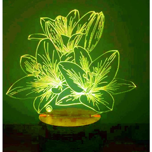 3D Blommanattlampa LED-lampa Illusion 7 Färgväxlande Touch Switch Bordsskiva Dekorationslampor Födelsedagspresent Akrylbas USB-kabel Leksak