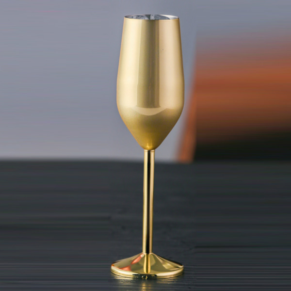 Metal Vinglas i Rustfrit Stål - Elegant, Høj Hårdhed, Bredt Anvendt - Metal Vinglas til Fest, Bryllup, Banket - Farve Gold 260ml