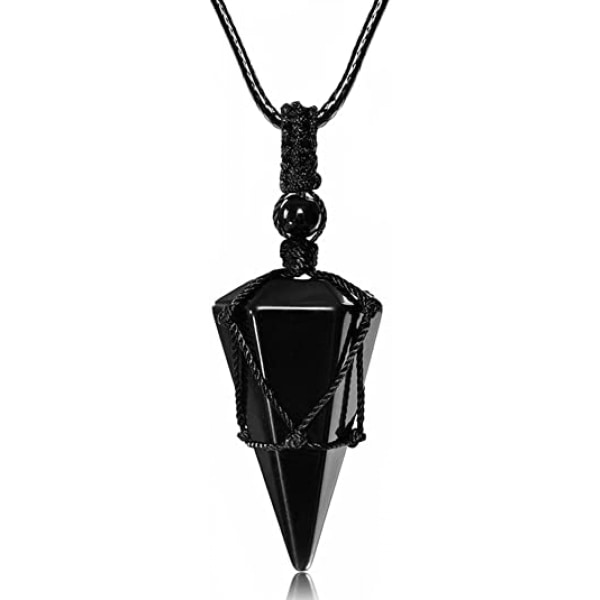 6 Facet Reiki Healing Crystal Stone Pointed Pendant Halsband Naturlig Ädelsten Halsband Reiki Quartz Smycken för Kvinnor Män