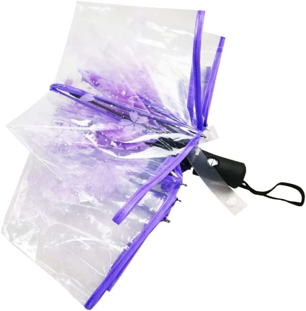 Transparent hopfällbart reseparaply med körsbärsblommor Purple(auto)