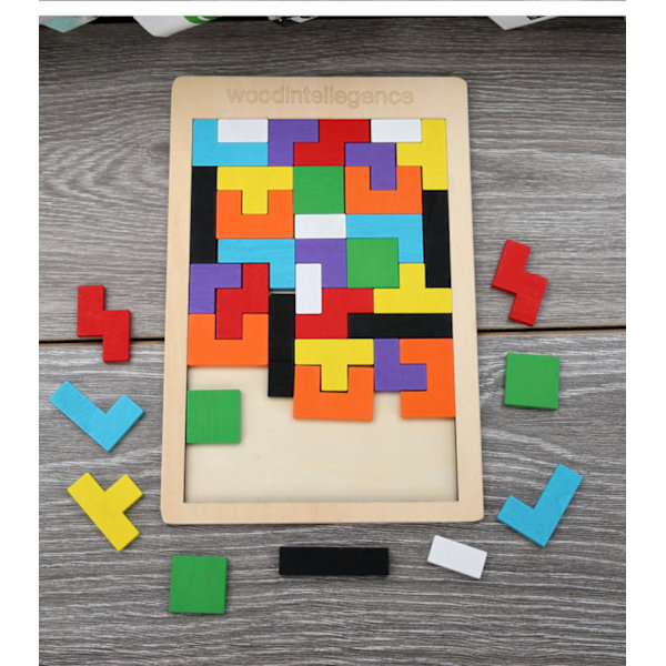 Træ Tetris Variation Blokke Intellektuelle Byggeklodser Puslespil