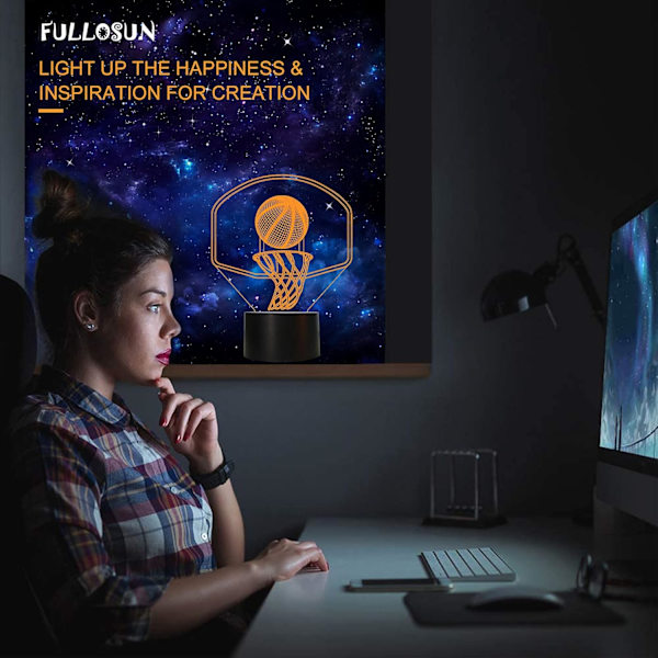 3D Basketboll Nattlampa Backboard Illusion Hoop Lampa för Barns Rum Hem X-mas Födelsedagspresenter för Pojke Man Vänner med 16 Färgförändringar Fjärrkontroll