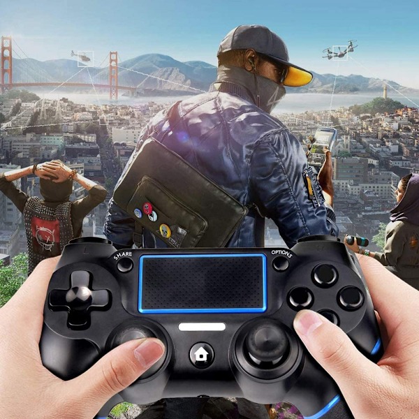 PS4-controller, trådløs Bluetooth-gamepad, [opgraderet version] Touch Panel-gamepad USB-kabel med dobbelt vibration og lydfunktion Anti-Slip Grip fo